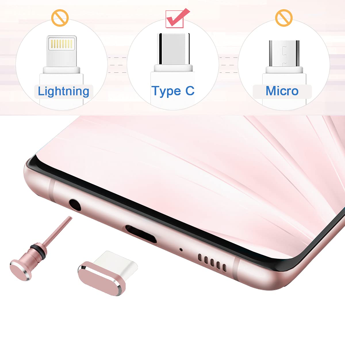 VIWIEU Lot De 2 Bouchons Anti-poussière USB C, Port De Charge De