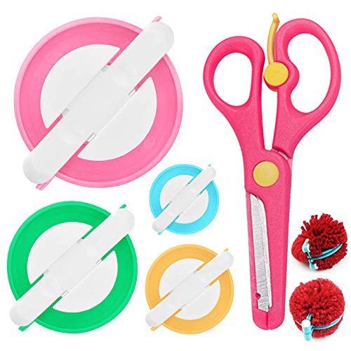 ARPDJK - Kit para hacer pompones, 4 tamaños, juego de fabricación de pompones con tijeras...