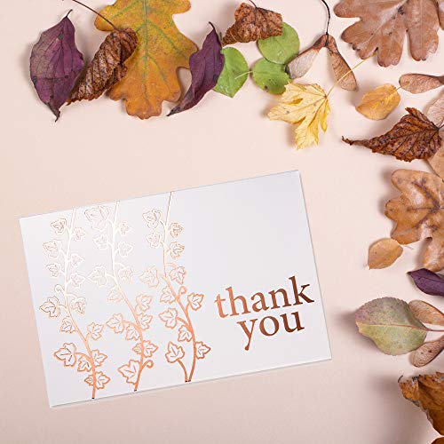 Layneria 100 Bulk Thank You Cards With Envelopes White And Rose Gold Foil Designs - Blank Cards Thank You Notes With Envelopes And Fancy Box For Wedding Bridal Gift Baby Shower Business Graduation #TOP3