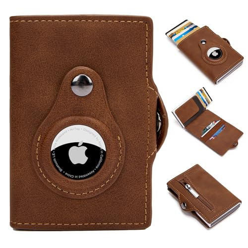 Men's Slim Minimalist Wallet, Men Credit Card Holder,Anti-theft-RFID Auto Pop up Travel Wallets for Men,9-14 Card Capacity| Cash Slot| ID Window | Carbon Fiber (Brown)