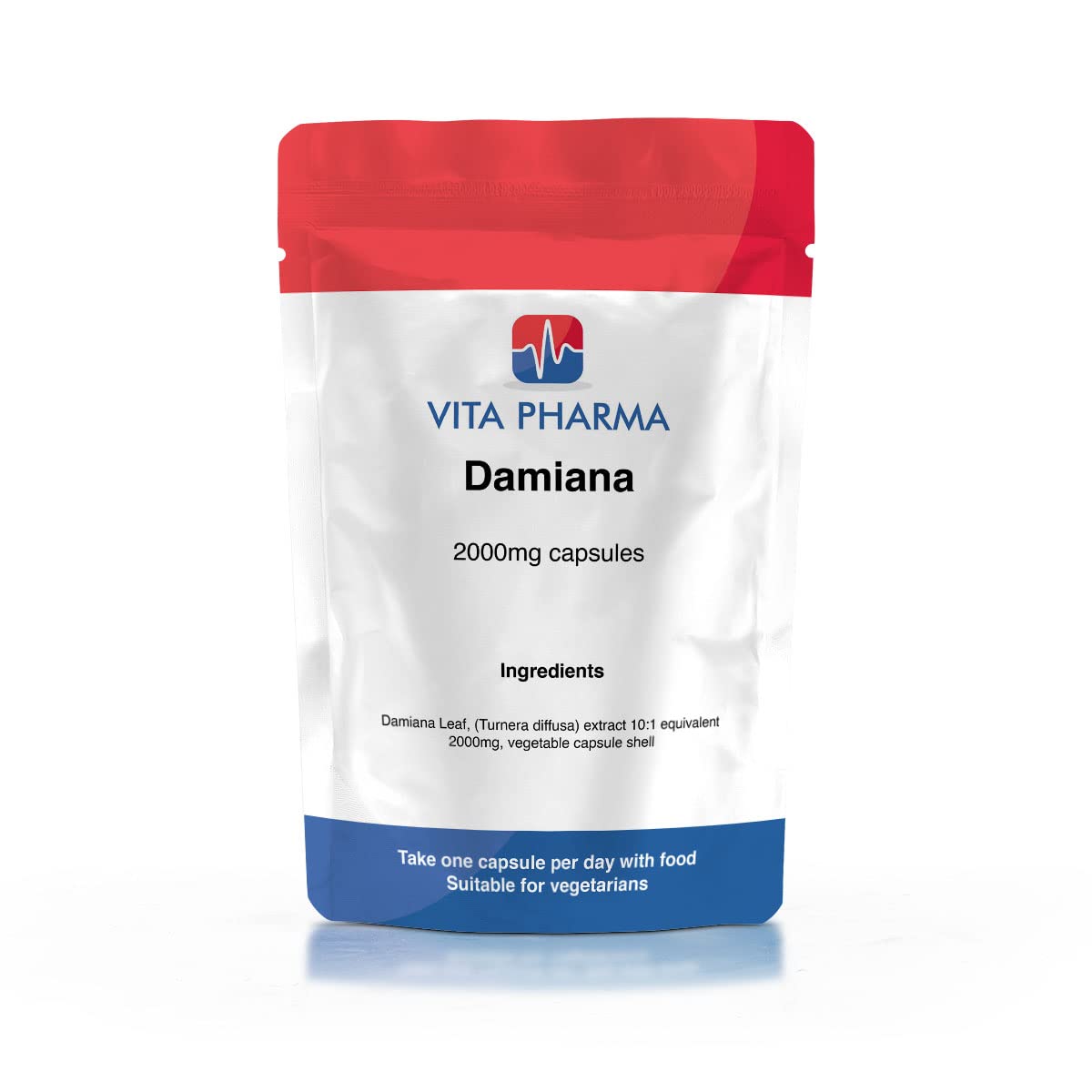 Damiana Supplement 2000Mg, 30 Capsules, 1 Months Supply, take one a Day, by VITA PHARMA, UK Produced, Natural Aphrodisiac, Vegetarian Suitable