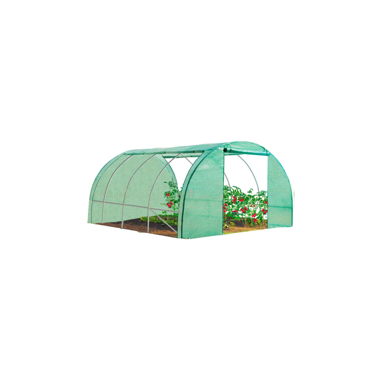 IDMarket - Serra da giardino a tunnel da 12 m², 4 x 3 x 2 m, in acciaio zincato + telo anti-UV con porta e finestre ZEBRA verde, per tutte