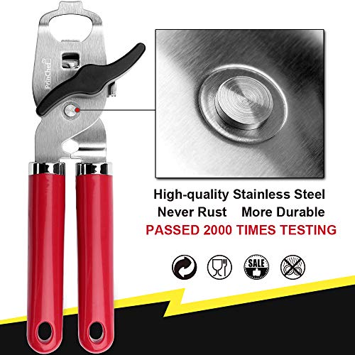Can Opener, No-Trouble-Lid-Lift Magnet Manual Can Openers Smooth Edge, Japanese Stainless Steel Sharp Blade Safe Cover for Beer/Tin/Bottle, Big Turning Knob Soft Handle Good for Seniors with Arthritis