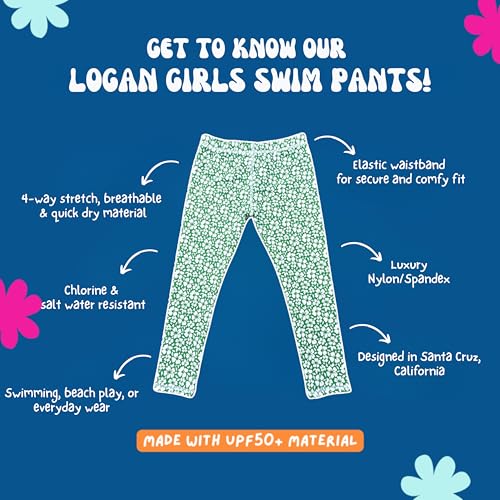 Sunguard Swim - Logan - Swim Leggings Kids, Toddlers, Baby Girl - Built in SPF UPF50+ Girls Swim Pants - Full Protection Swimming Pants for Girl Kids - Green Hibiscus, M (8/9)2