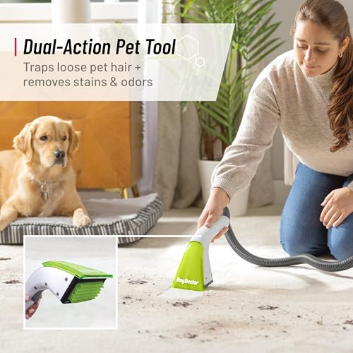 Image of Rug Doctor Pet Portable Spot Cleaner with the Most Powerful Suction Item Highlight: Dual-Action Pet Tool Picks Up Pet Hair and Removes Stains and Odors, Wheels and Retractable Handle Makes Maneuvering Easy