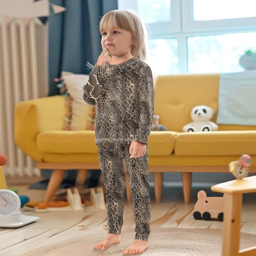 ALAZA Brownness Snake Skin Print 1 Pajama Set Pijamas Para Niños Long Sleeve Sleepwear4