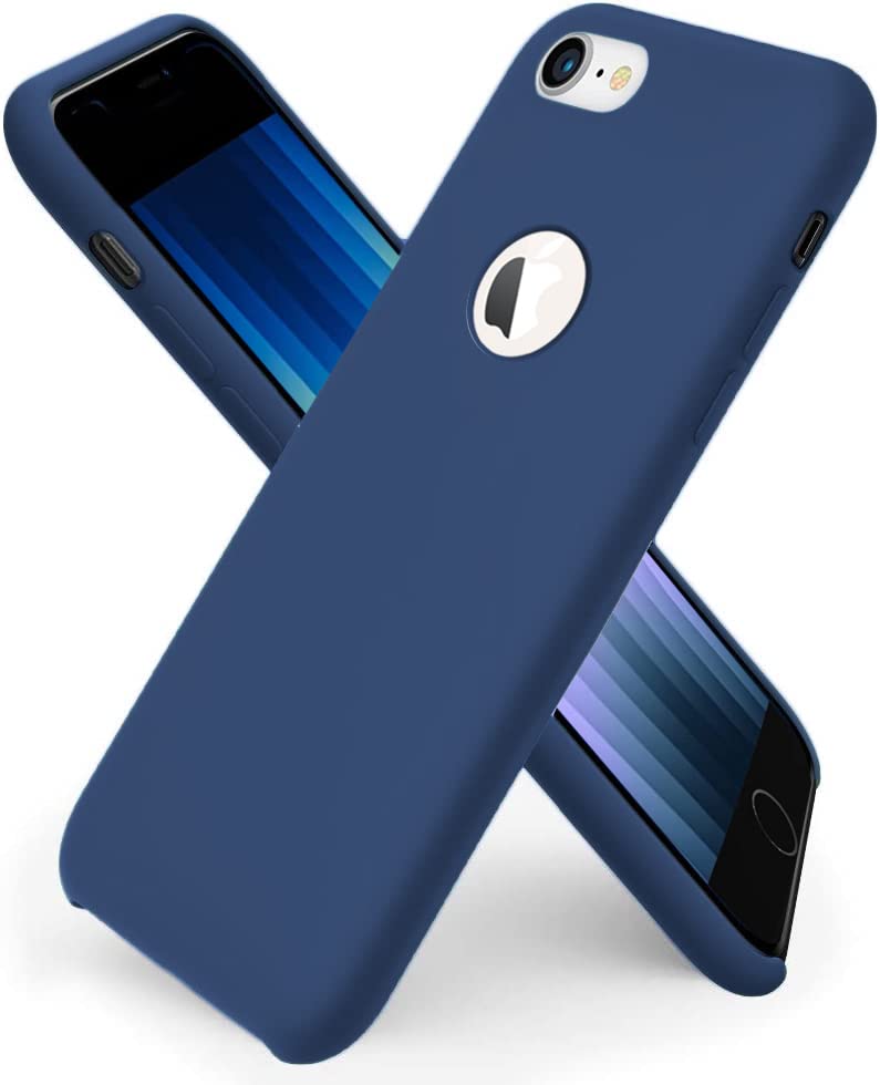 Image of VONZEE Liquid Silicone Soft Back Cover for iPhone 7 Case, Shockproof Slim Camera & Full Body Protection Non Yellowing Cover with Microfiber Lining & Logo Cut (4.7 Inch) -Blue