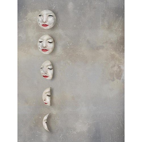 Pitaara Box Lunar Phases With A Womans Face Inside The Moons | Unframed Canvas Painting for Bedroom & Living Room | 20 x 26.5 inch (51 x 67 cms)