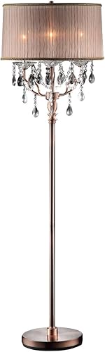 OK Lighting OK-5126F OK-5126f Lámpara de pie de cristal rosa inspirada en cuernos de ciervo, 18 x 18 x 62 pulgadas