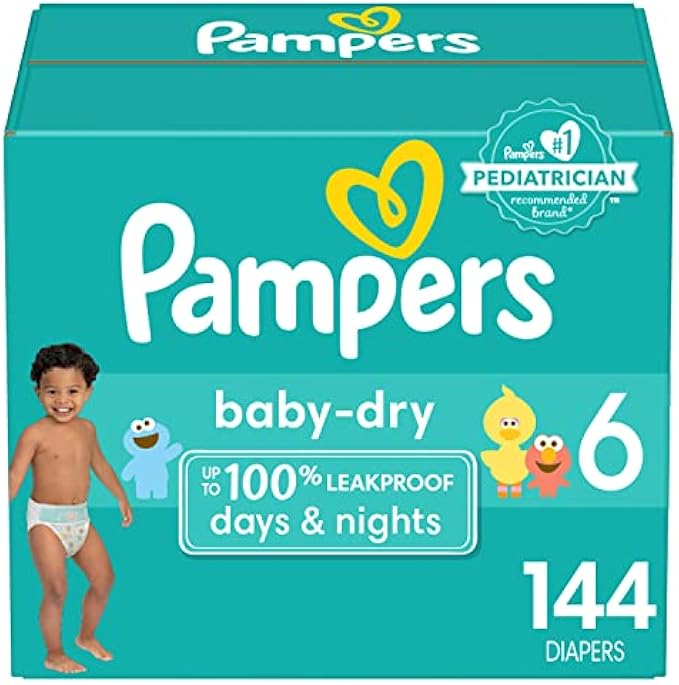 Diapers Size 6, 144 Count - Pampers Baby Dry Disposable Baby Diapers (Packaging & Prints May Vary)
