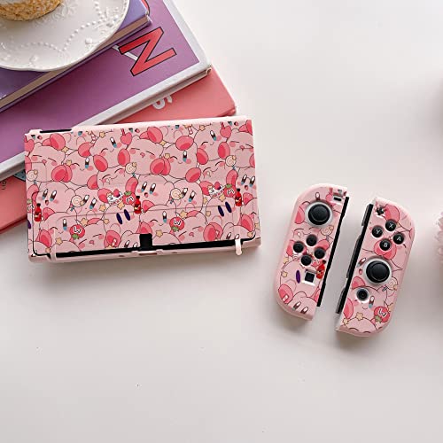 ENFILY Cute Kirby Case Compatible with Nintendo Switch OLED 2021, Dockable Case Cover, Ergonomic Sof