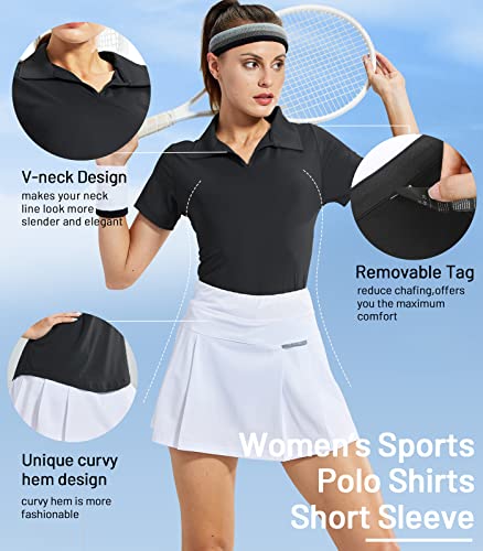 Image of MIER Women's Golf Polo Shirts Collared V Neck Short Sleeve Tennis Shirt, Dry Fit, Moisture Wicking