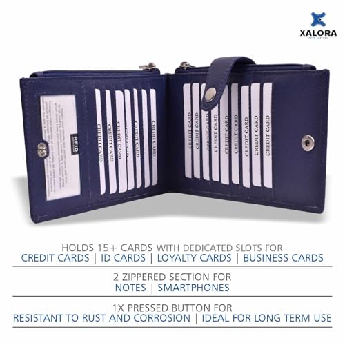 XALORA Women's RFID Blocking Large Bifold Wallet – Multi-Card Holder with Zipper Pocket, Premium Leather Clutch Purse​2