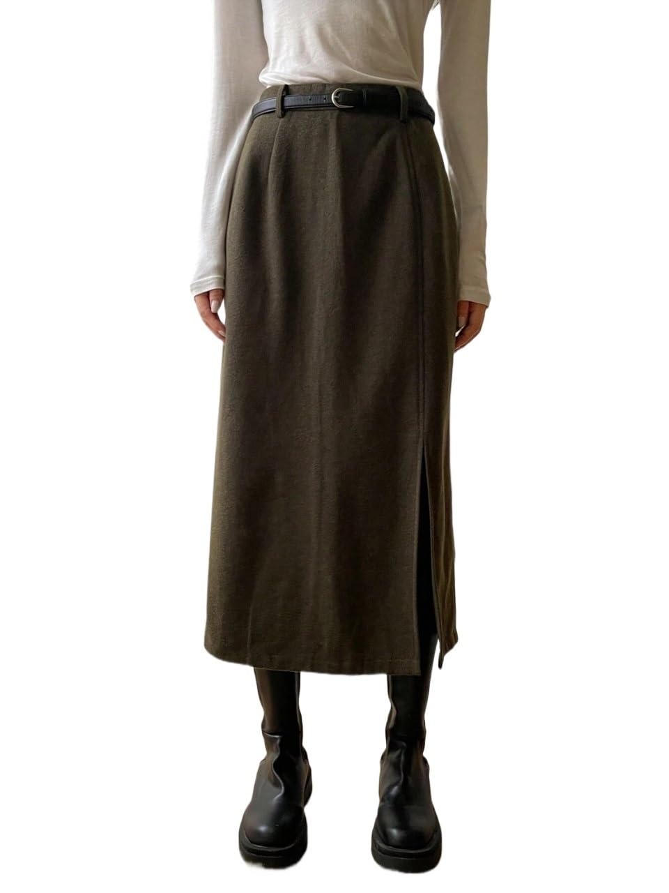 A-Line Slit Long Skirt Womens Basic Versatile Trendy Skirt