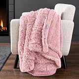 Picture of Bare Home Shaggy Faux Fur Sherpa Blanket - Super Soft, Fuzzy, Fluffy - Reversible Cozy Warm Blanket for Couch, Sofa, Chair, Bed - Luxury Home Decor (King, Light Pink)