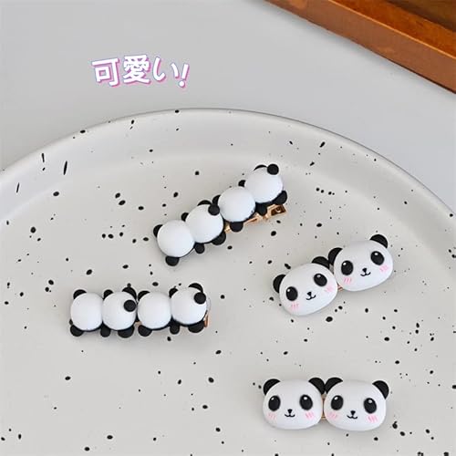 Ur Sunshine 2Pcs Girls Women Adult And Kids Children Creative Cute Lovely Novelty Mini Smiling Face Happy White Black Panda Head Small Hairpin Hair Clip Hair Grip #TOP1