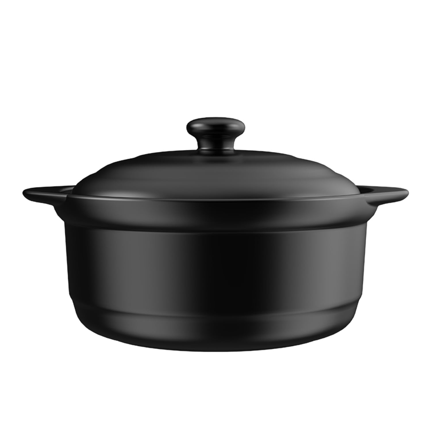 XICHENGSHIDA Casserole en céramique avec couvercle et bol à soupe pour la cuisine en argile résistante à la chaleur avec poignée (noir, 1 800 ml)