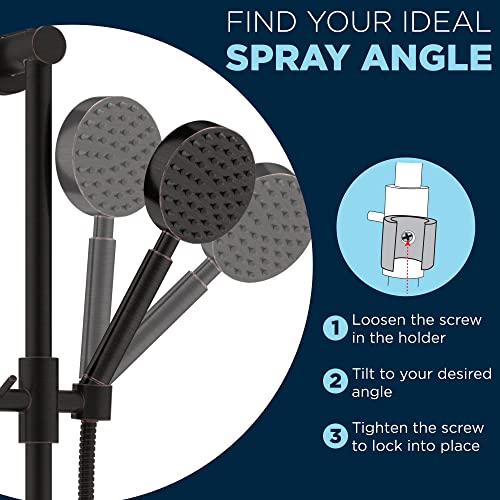 All Metal 27.5 Inch Shower Slide Bar Set And Handheld Shower Head With Hose — Oil Rubbed Bronze — 2.5 Gpm High Pressure Spray Wand — Easily Adjust Height & Angle Of Handshower #TOP6