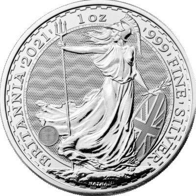 Britannia 2021, 1 Unze, 999/1000 Silber, Fine (The Royal Mint), Differenzbesteuert nach § 25a UstG