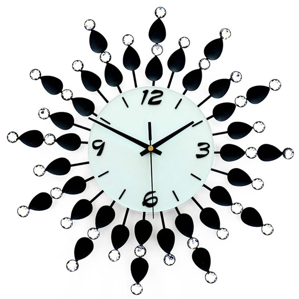 HRWLY European wrought iron wall clock living room bedroom silent quartz