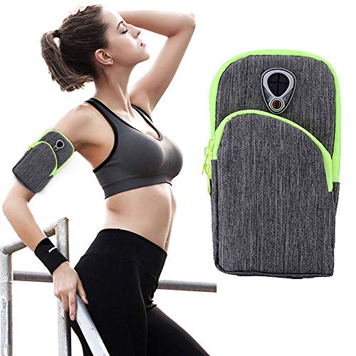 Niu-Man - Brazalete para correr para teléfono móvil de hasta 7 pulgadas, bolsillos multifuncionales a prueba de sudor con bolsillos dobles