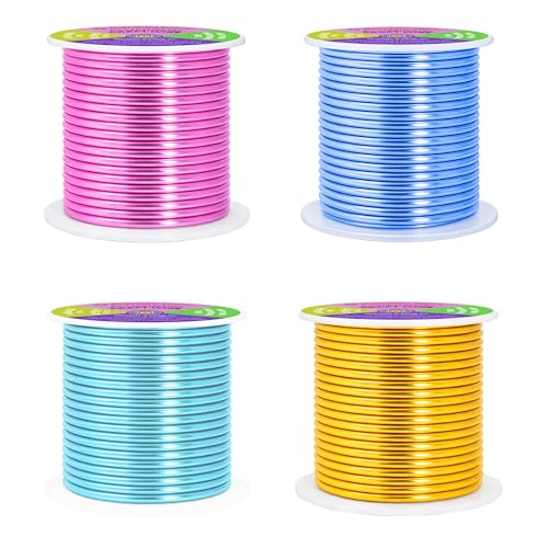 Image of Mandala Crafts 8 Gauge Anodized Aluminum Craft Wire for Jewelry Making - 128 FT Colored Flexible Pastel Wire - Bendable for Bonsai Armature Crafting Sculpting