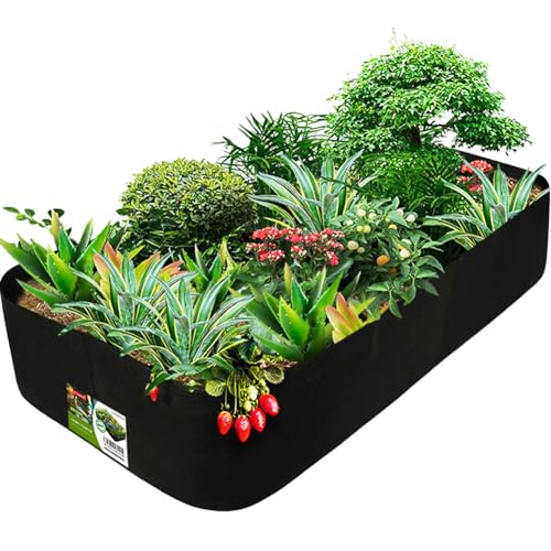 Roveinsia Fabric Raised Garden Bed, 128 Gallon 3 Grids Rectangle Garden Grow Bags, 3x6 FT Breathable Planter Raised Beds for Growing Vegetables Flowers Herb, Raised Planters for Outdoor Plants