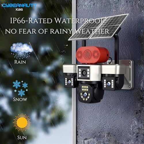 Image of XUGA Cybernautt X18G 4G Solar Camera Outdoor | 4 Lenses 16MP Ultra HD, 360 Coverage | Dual-Color Night Vision, 16000mAh Battery, 2-Way Audio | 3 Lens Mobile Operated