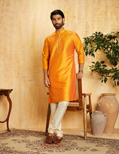 Image of Amazon Brand - Symbol Men Festive Embellished Long Kurta (Regular Fit)