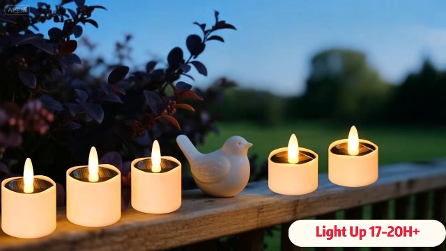 Image of HL Solar Tea Lights Outdoor Waterproof, 8PCS 2.4''x2'' Flickering Flameless Candles, Dusk to Dawn Rechargeable Battery LED Tea Lights for Lantern, Garden, Camping, Home Decor (Warm White)
