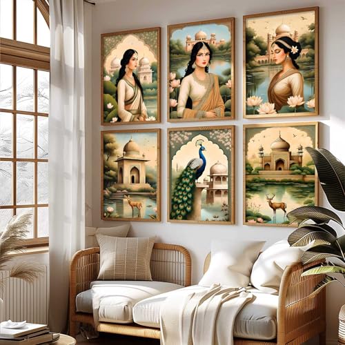 Image of kotart Premium Digital Traditional Art Paintings with Frame for Home Decor - Painting for Wall Decoration - Wall Painting for Living Room | Pack of 6 (10x13, home decor items)