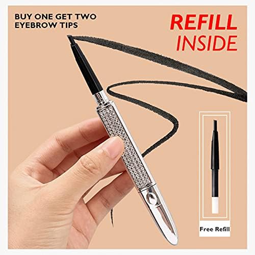 Eyebrow Pencil Light Brown Makeup Eyebrow Pencils 2 In 1 Automatic Longlasting Eyebrow Pen with A Free Refill Dual Ended with Mechanical Brow Pencil and Spoolie Brush(Light Brown)