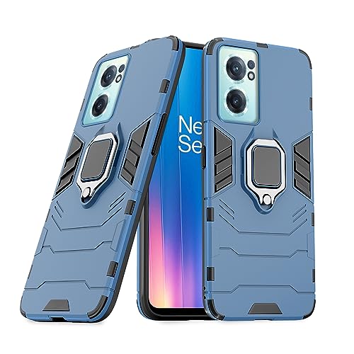 Image of Pikkme Back Cover for OnePlus Nord CE 2 5G | 360 Protection | Ring Holder | Kickstand | Tough Armor Case (Blue)