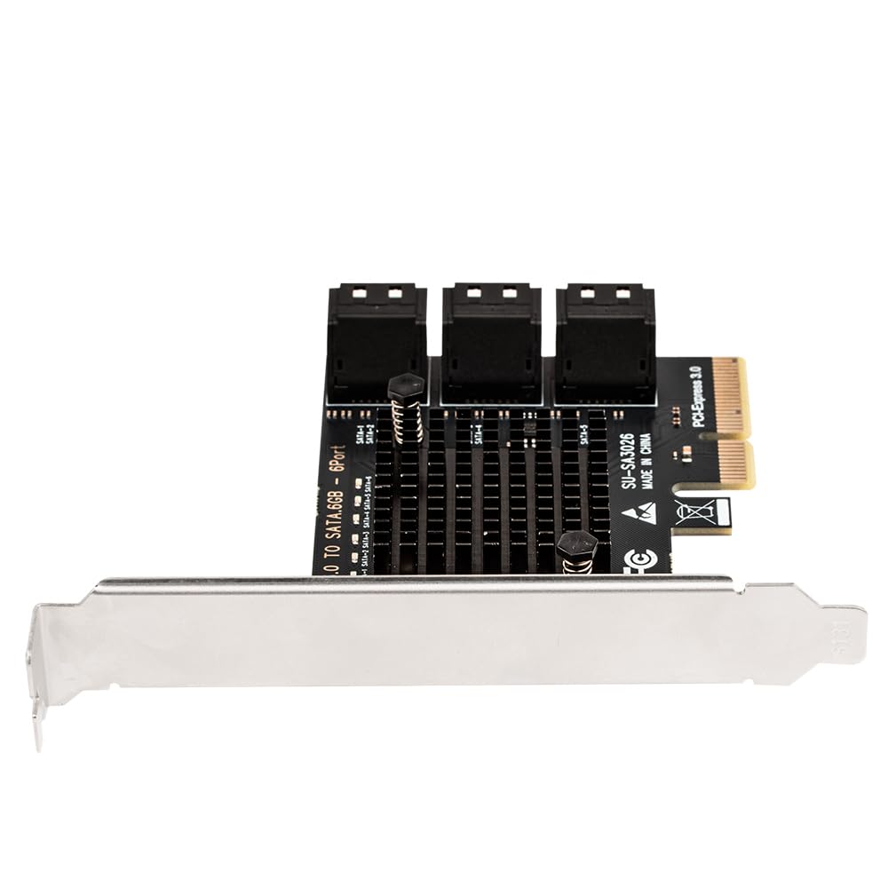 Adattatore PCIE a SATA, scheda di espansione PCIe 3.0 x2 a 6 porte con ASM1166 per aggiornamento di archiviazione desktop, server domestico, libreria multimediale, PC di backup e workstation