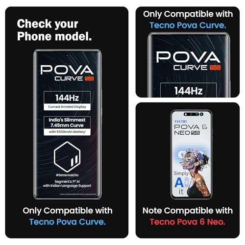 Image of ArmourPro Military Grade UV Tempered Glass Screen Protector for Tecno Pova Curve 5G (6.78 Inch) With Easy Installation Kit| Edge-To-Edge Protector Coverage |Crystal Clear