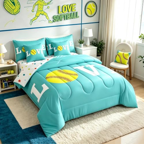 Image of Feelyou Softball Bedding Set Queen Size Kids Boys Girls 7 Piece