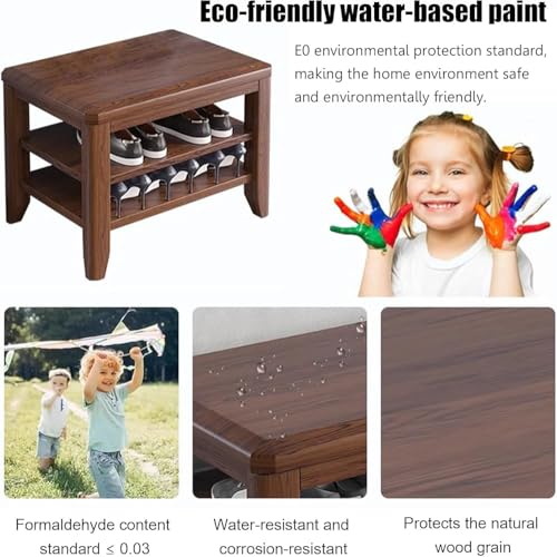 Banc de rangement à chaussures en bois massif ajustable et peu encombrant - 5