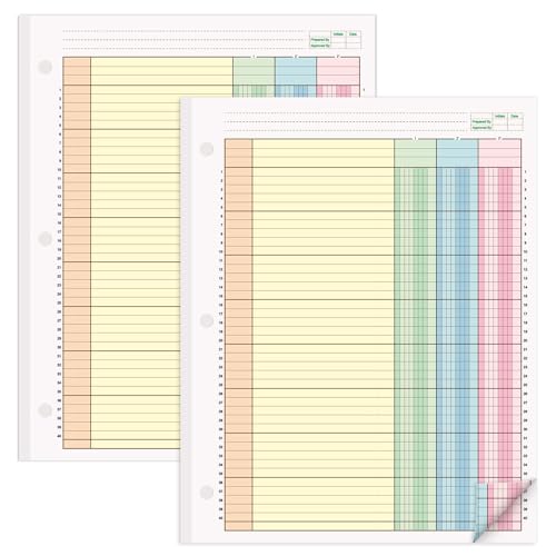 gisgfim 2 Pads 100 Sheets Columnar Analysis Pad 3 Hole Punch Accounting Ledger Book 8.5" x 11" Ledger Paper Pad Double Page Format Columnar Pads for Business Bookkeeping & Data (3 Column Colorful)