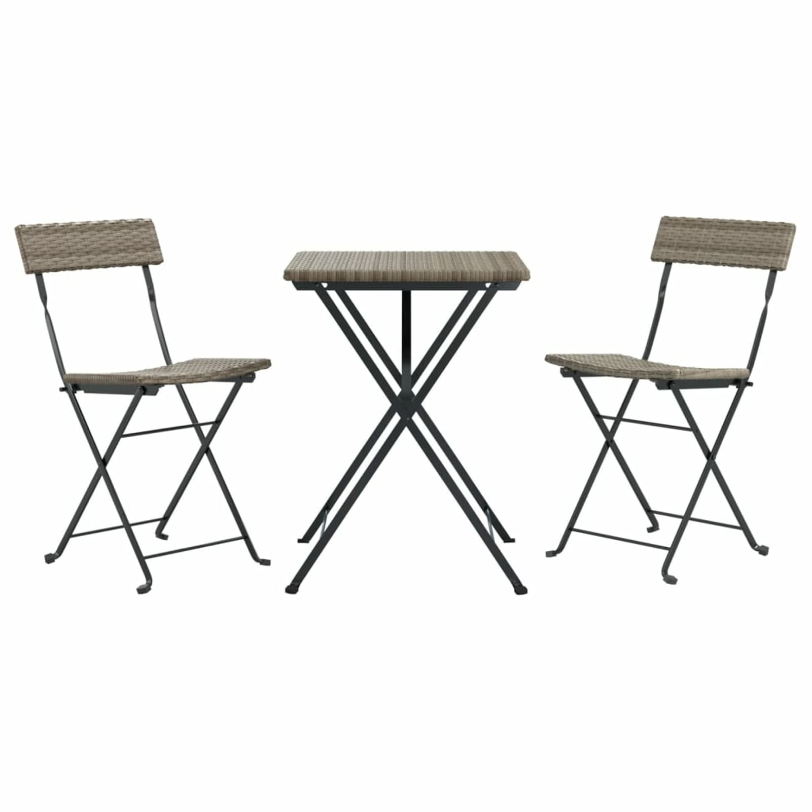 Homgoday Muebles de cafetería Plegables 3 Piezas ratán sintético Gris