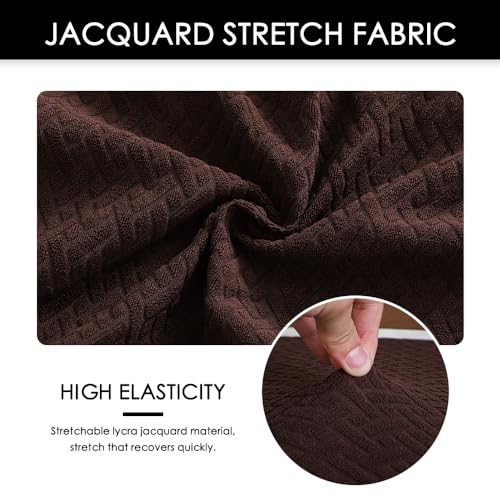 Image of Waterproof Brown Bar Stool Covers Set of 4 Rectangle 18x14 in Jacquard Stretchable Backless Barstool Seat Cover Counter Bar Stool Slipcovers Washable