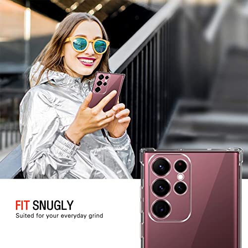 Image of Lustree Back Cover Transparent Case Compatible with Samsung Galaxy S22 Ultra | Clear + TPU Case with 4 Corner Air Cushion Protection & Camera Protection | Slim& Stylus Cover