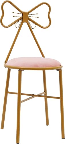 Taburete moderno para tocador, bonita silla de tocador en forma de mariposa con respaldo, silla de tocador con cojín de franela, patas de banco de