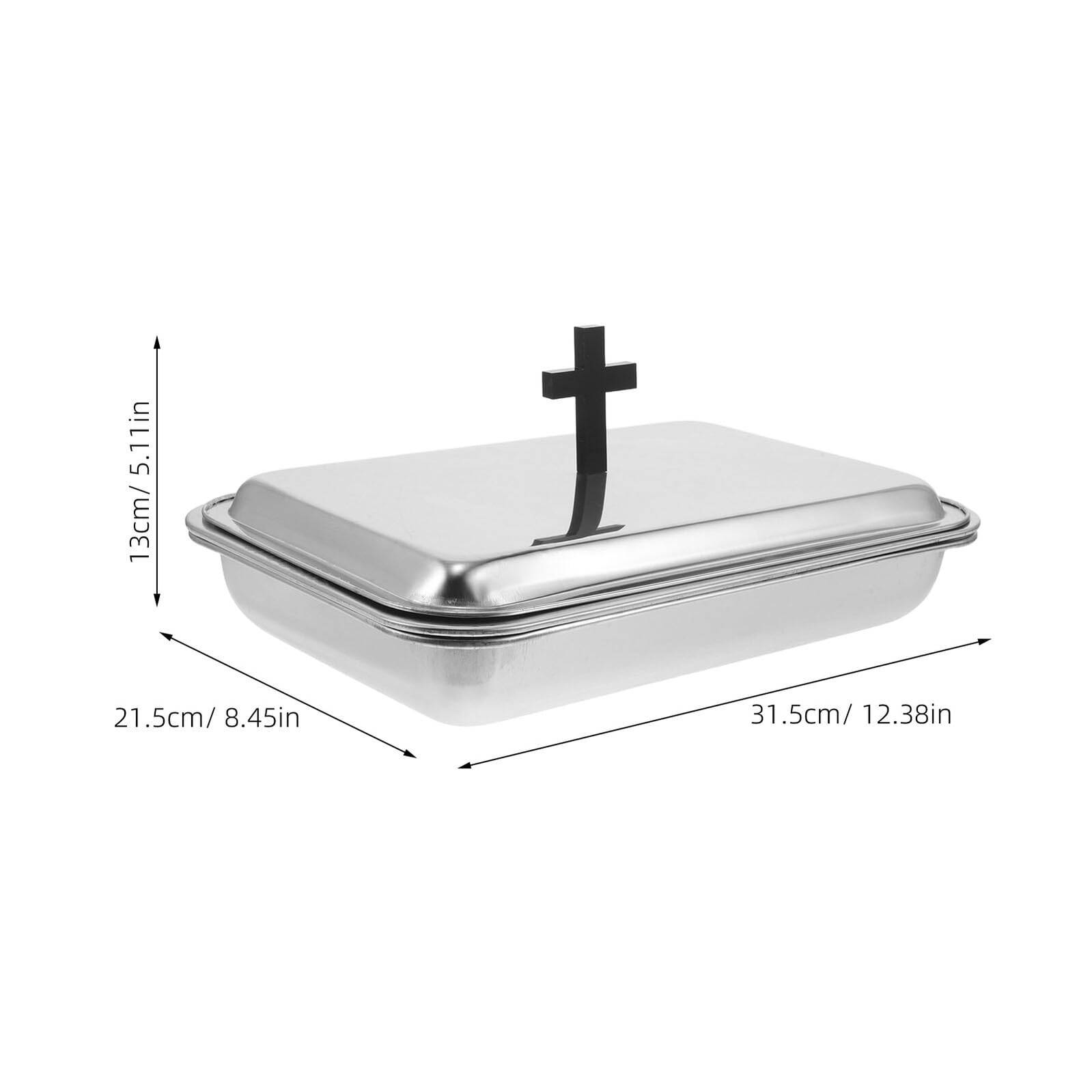 Zerodeko Abendmahlsbecher Tablett aus Edelstahl 304 mit 40 Fach Halter und Deckel Kommunionstablett für Gottesdienst und Kirchlichen Gebrauch Rechteckiges Weinglashalter Serviertablett