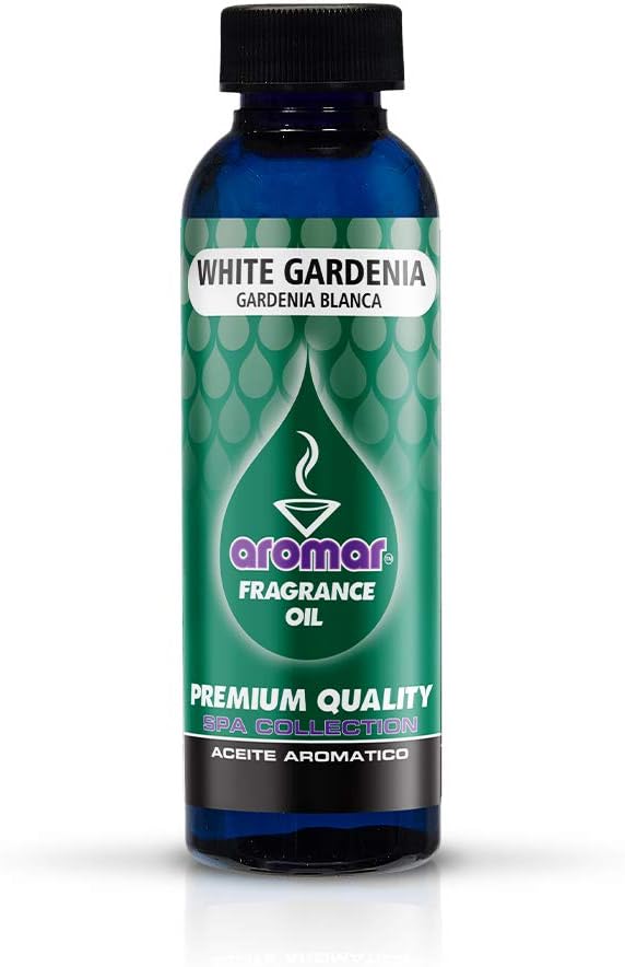 AROMAR Premium Fragrance Oil, White Gardenia 2oz. Bottles. Long Lasting Aromatic Scent, Fresh and Revitalizing Aromatherapy for Living Room, Bedroom, and Kitchen