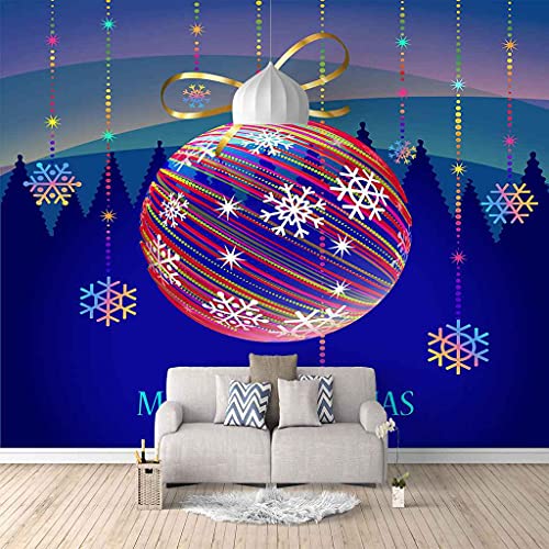 Décor à la Maison Mural Papier Peint Bleu 3D Noël Pour Chambre Moderne - 2