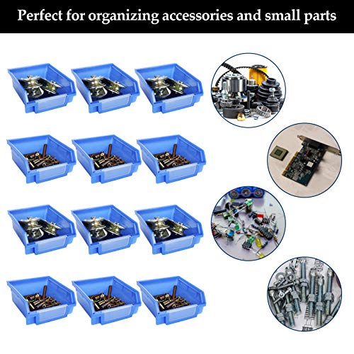 12 Packs Blue Pegboard Bins, Small Pegboard Hardware Parts, Durable Pegboard Bins Pegboard Storage Hooks Peg Board Accessory Organizer Storage Attachment - Thumbnail 2