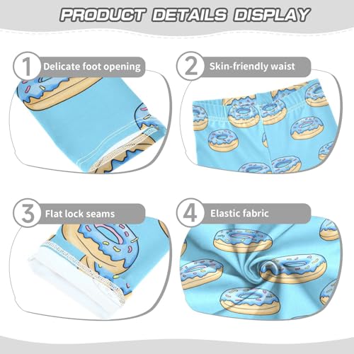 Blue Food Donuts Girls Casual Leggings for Kids Printed Long Pant Bottoms Stretch and Soft3