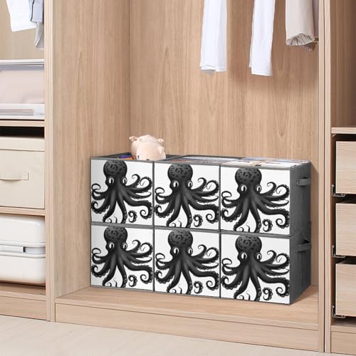 Boîtes de rangement classiques noires forme pieuvre pour étagère dressing - 8