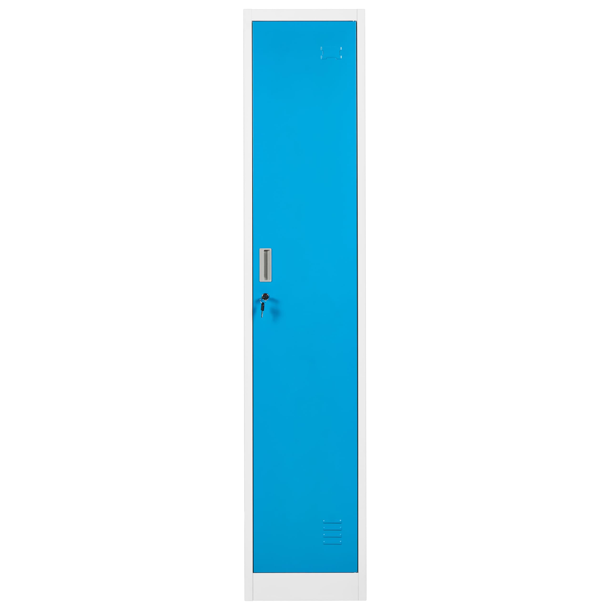 Einzelspind Umkleideschrank 1-türig Metall weiß / blau abschließbar Athlete