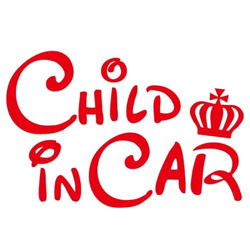 王冠 child in car お洒落 ママ 専用 シンプル ステッカー チャイルド イン カー 車 子ども 乗ってます ディズニー 好き シール デカール 防水 子供 キッズ かっこいい 赤ちゃん おもしろ_1882 (レッド)